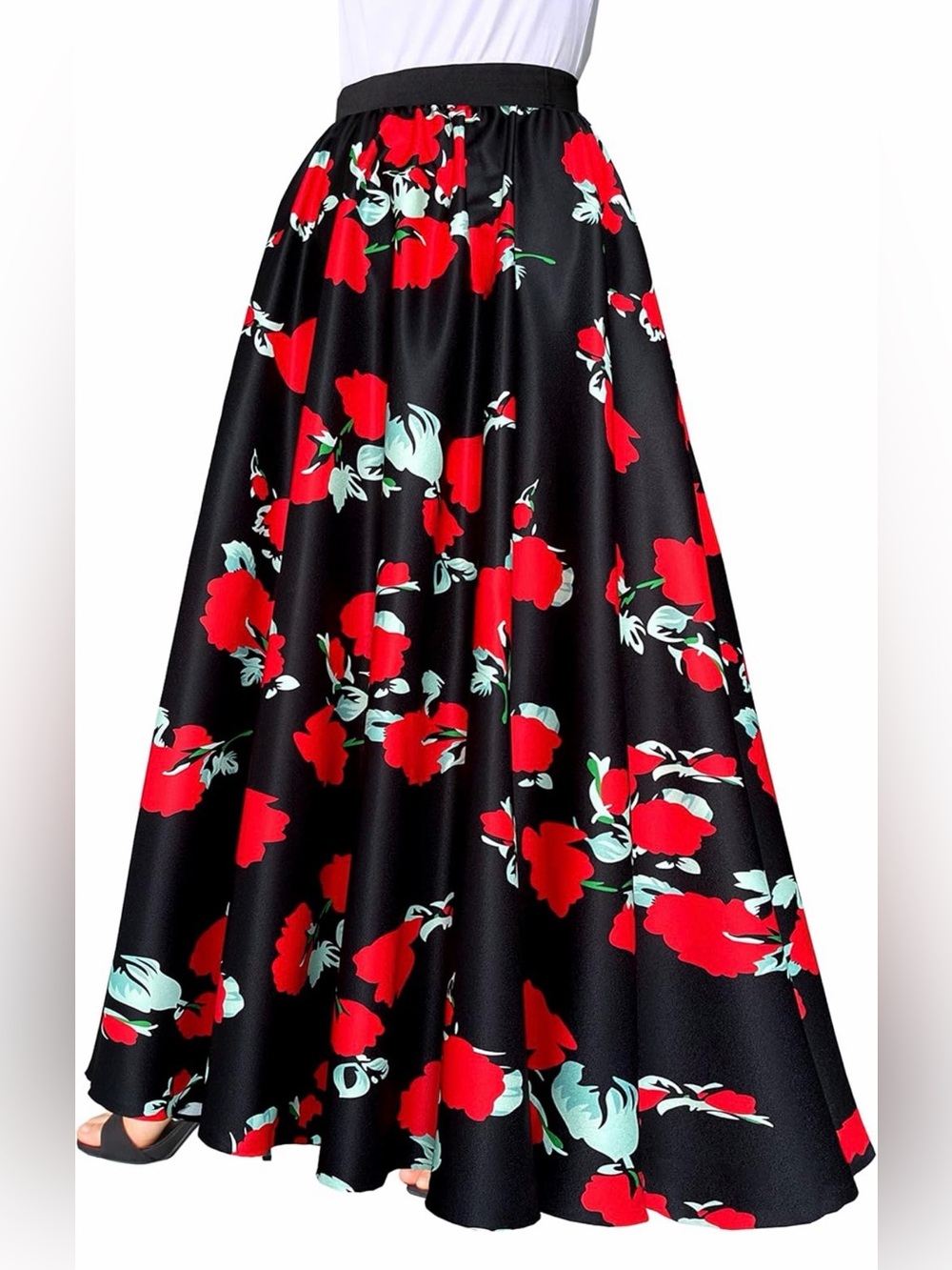 A20 AFIBI Chiffon Floor Length VINTAGE Hem Solid High Waist Maxi SM NWT🌟AS IS - Picture 3 of 4